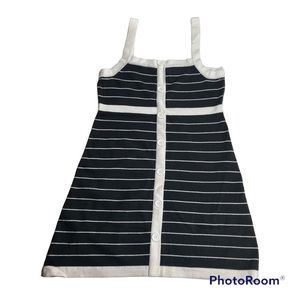 Black /white stripes sleeveless knit mini dress
